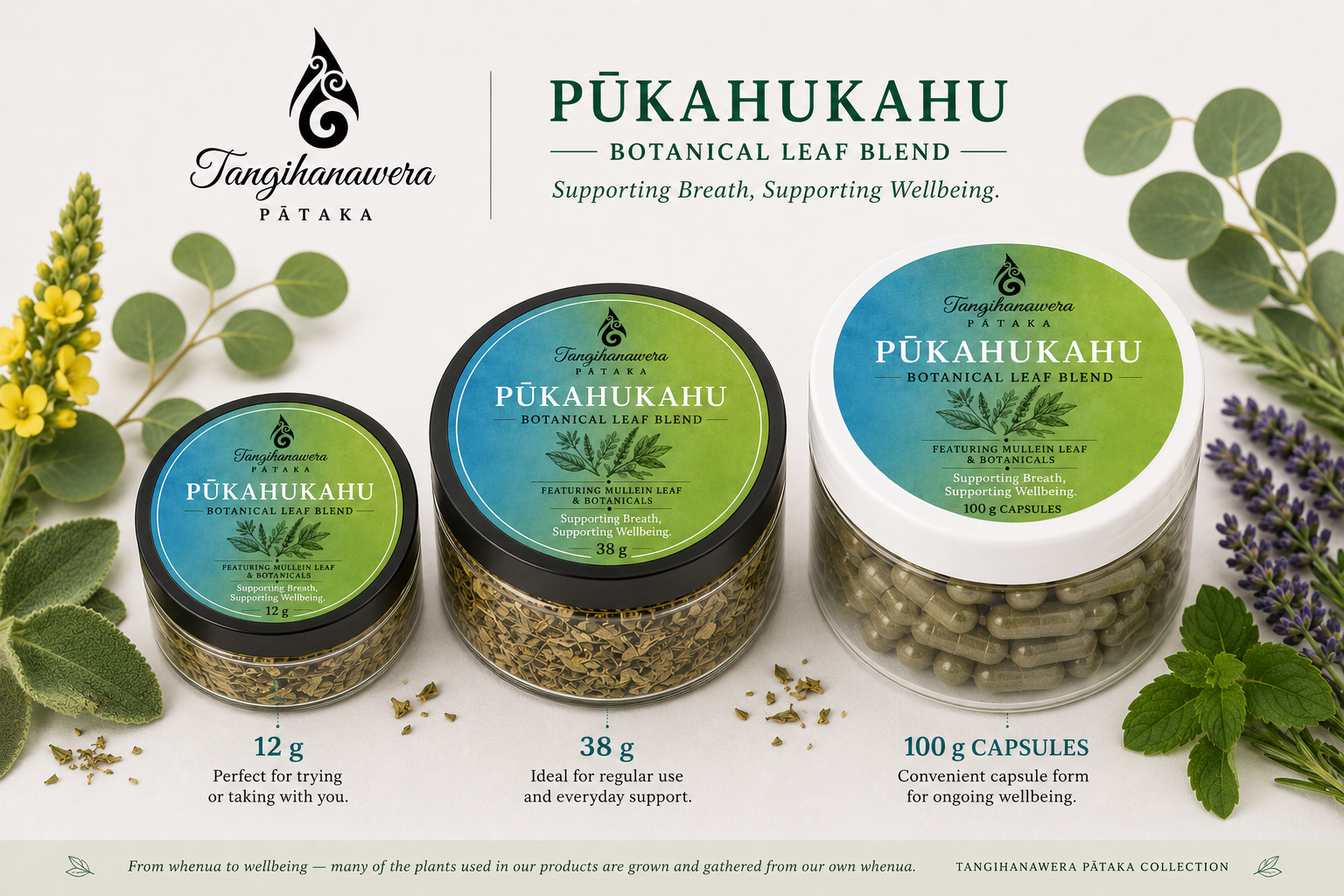 Pūkahukahu – Capsules & Leaf Blend (Rongoa)